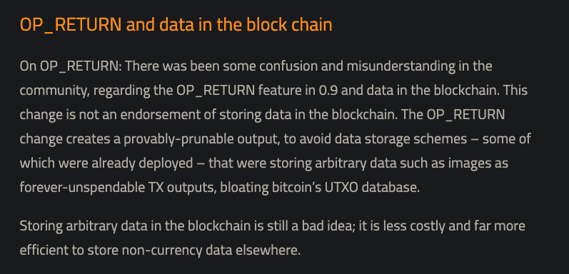 OP_RETURN release notes